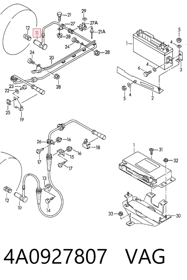 Sensor ABS trasero 4A0927807 VAG