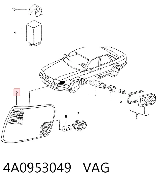 Intermitente izquierdo 4A0953049 VAG