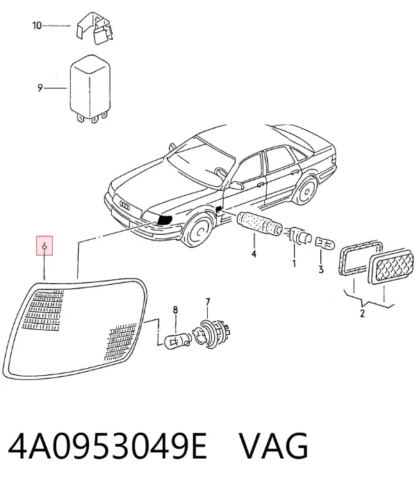 Intermitente izquierdo 4A0953049E VAG