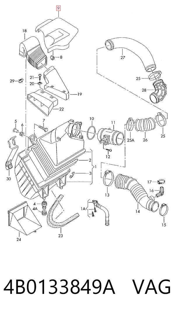 Caja del filtro de aire 4B0133849A VAG