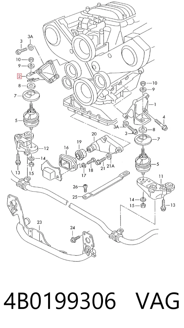 Soporte derecho del motor 4B0199306 VAG