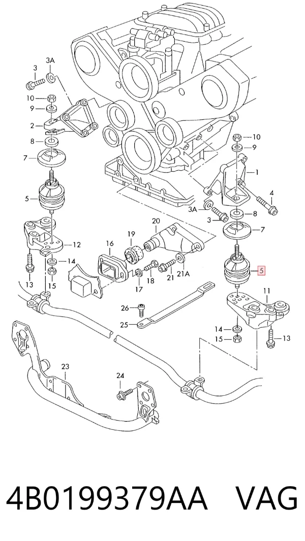 Soporte de motor, Izquierda / Derecha 4B0199379AA VAG