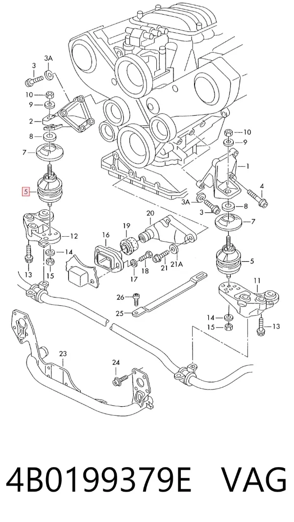 Soporte de motor, Izquierda / Derecha 4B0199379E VAG