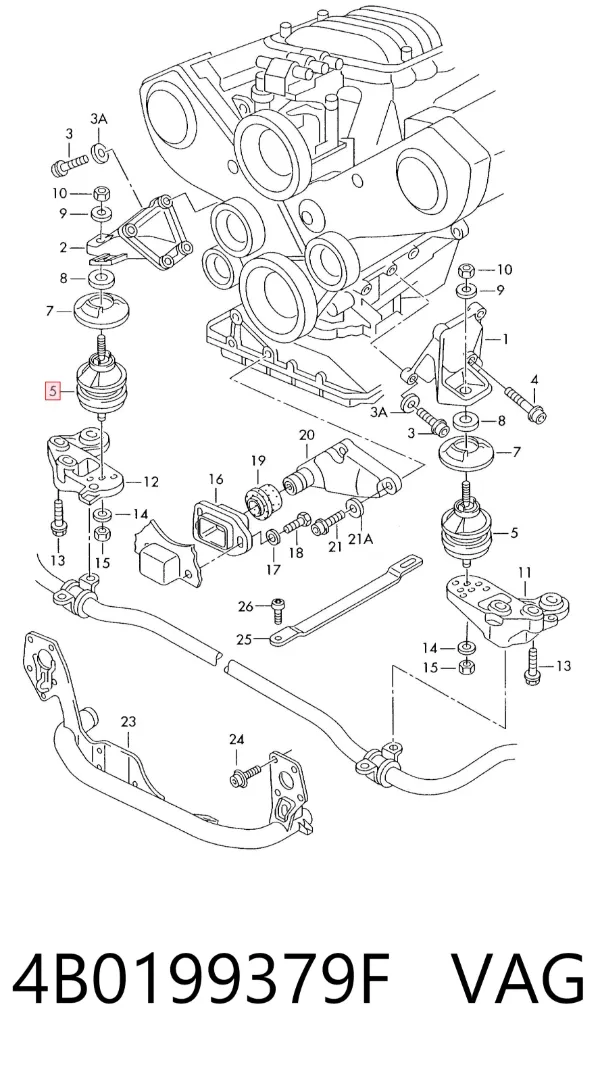 Soporte de motor, Izquierda / Derecha 4B0199379F VAG
