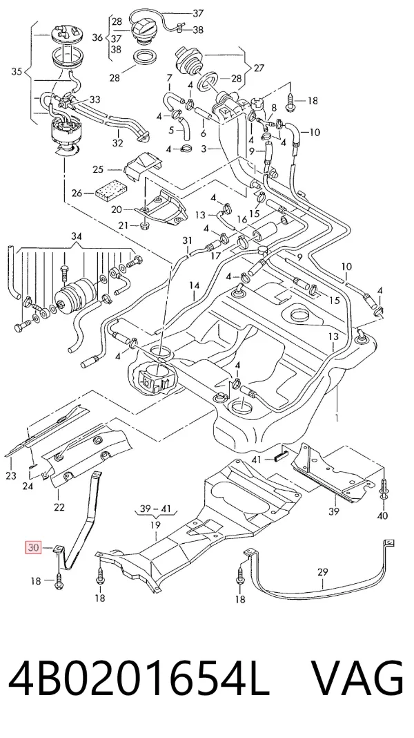 Soporte del tanque de combustible 4B0201654L VAG
