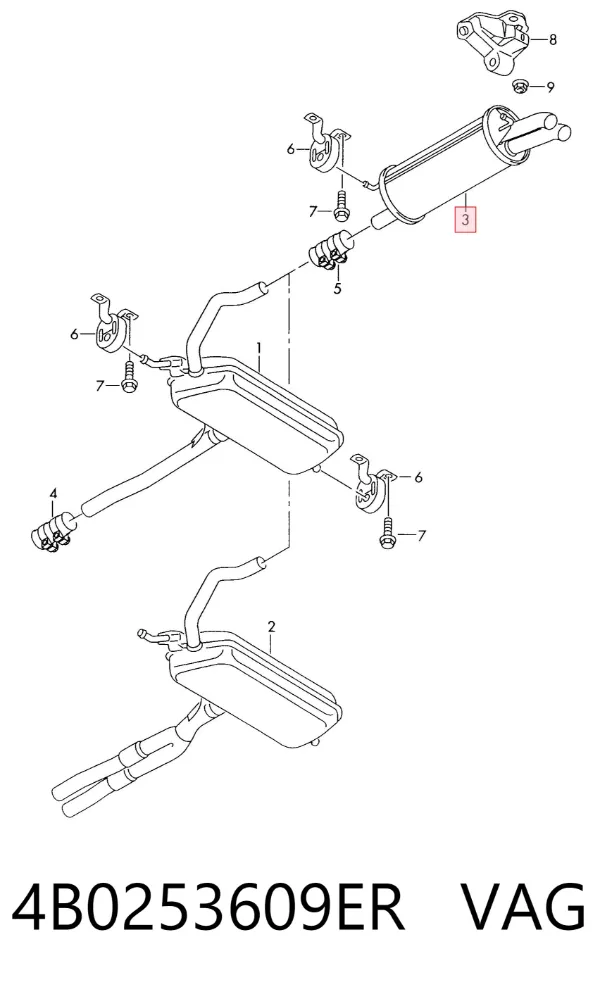 Silenciador trasero 4B0253609ER VAG
