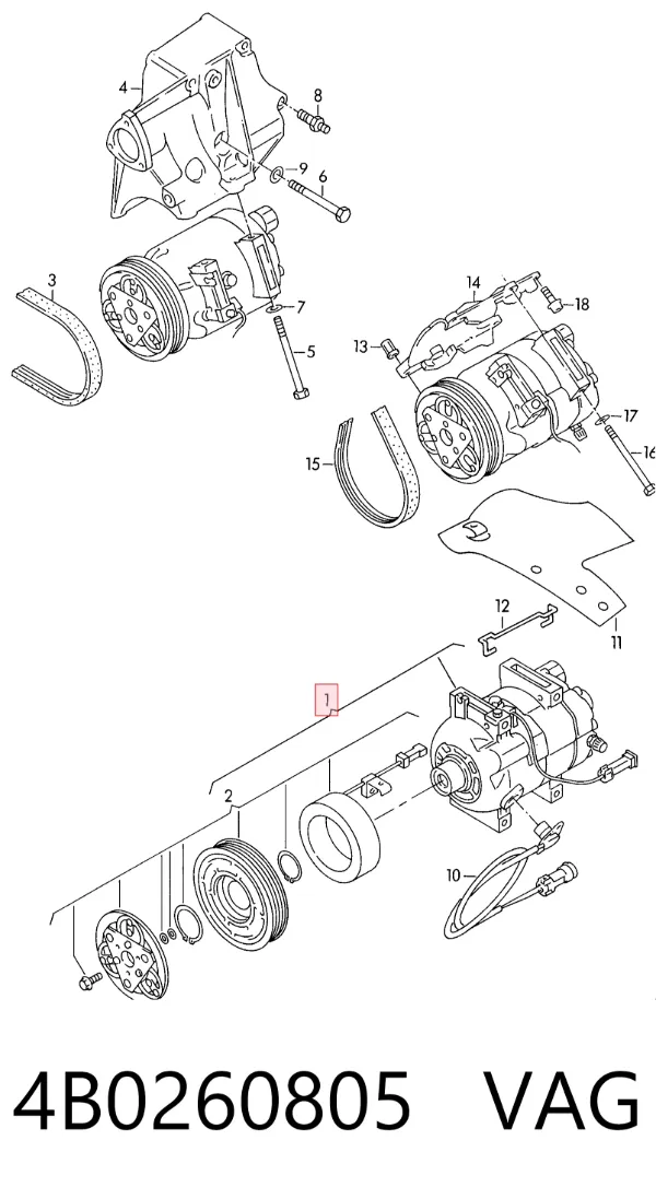 Compresor de aire acondicionado 4B0260805 VAG