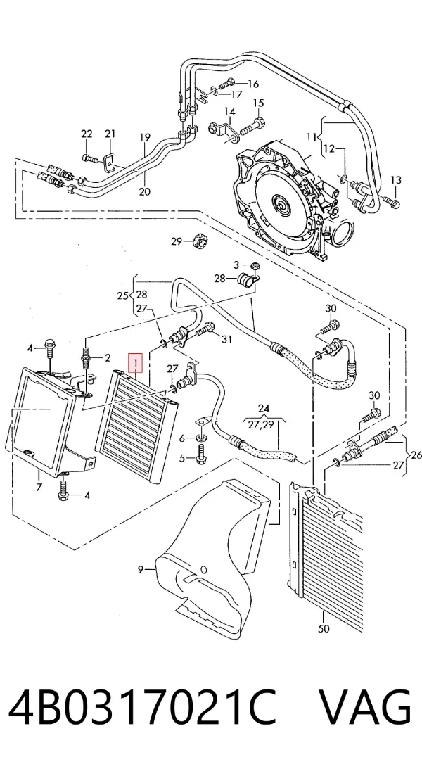 Radiador de refrigeración de la transmisión 4B0317021C VAG