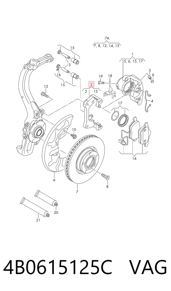Soporte de la pinza de freno delantera 4B0615125C VAG