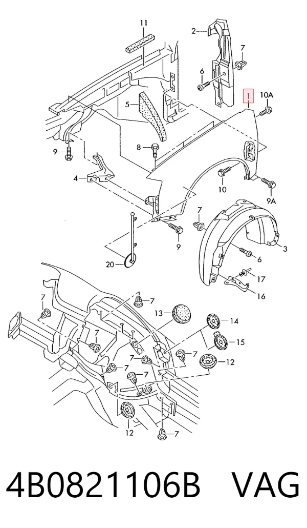 Aleta 4B0821106B VAG