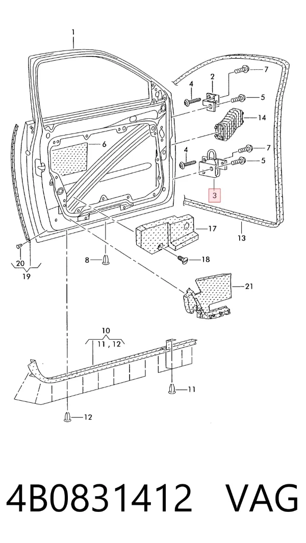 Bisagra de la puerta delantera derecha 4B0831412 VAG