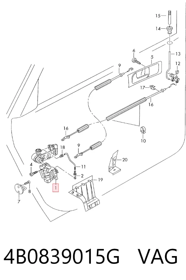 Cerradura de puerta trasera izquierda 4B0839015G VAG