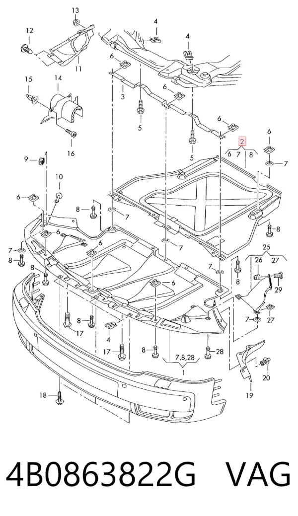 Protección motor / empotramiento 4B0863822G VAG
