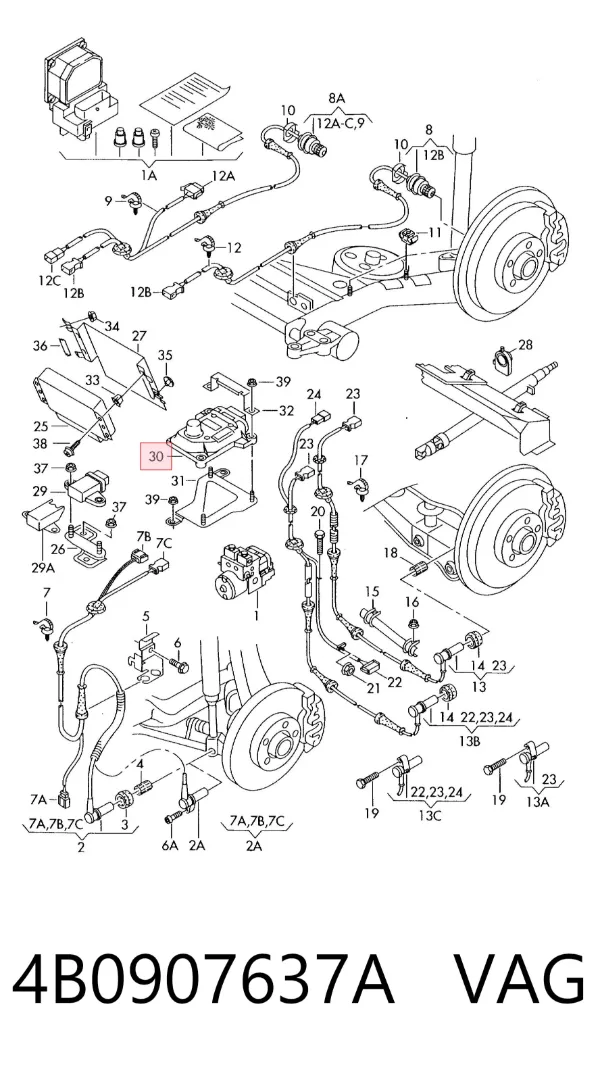 Sensor de aceleración lateral (ESP) 4B0907637A VAG