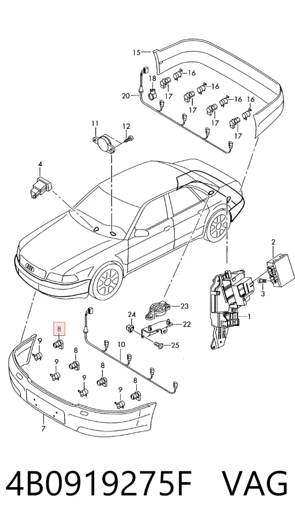 Sensor lateral delantero/trasero de aparcamiento 4B0919275F VAG