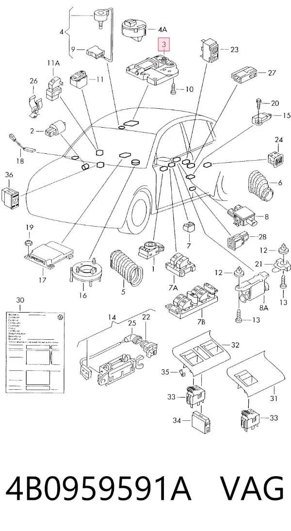 Motor del techo corredizo 4B0959591A VAG