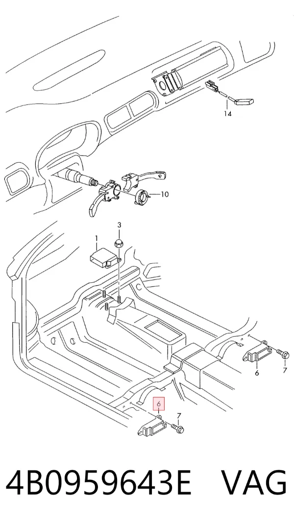 Sensor de airbag delantero 4B0959643E VAG