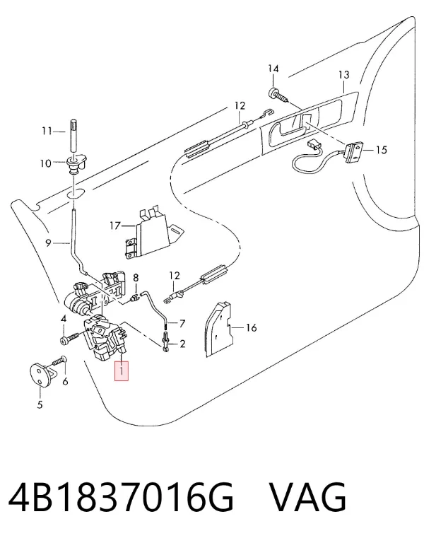 Cerradura de puerta delantera derecha 4B1837016G VAG