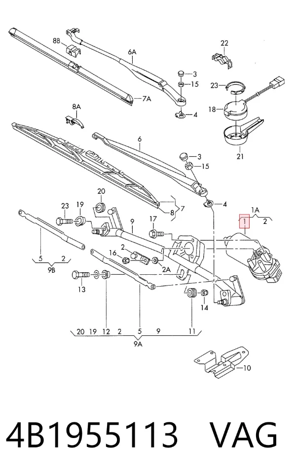 Motor limpiaparabrisas 4B1955113 VAG