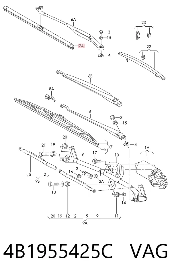 Escobilla del limpiaparabrisas del lado del conductor 4B1955425C VAG