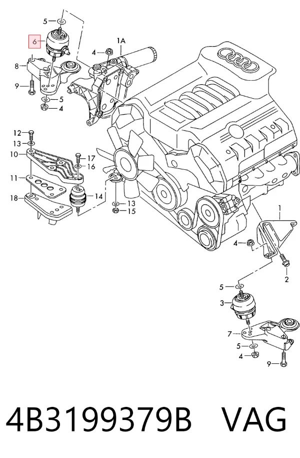 Soporte de motor, Izquierda / Derecha 4B3199379B VAG