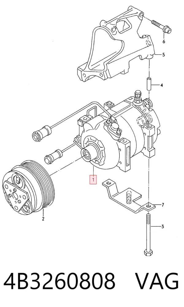 Compresor de aire acondicionado 4B3260808 VAG