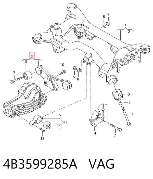 Soporte trasero del diferencial trasero 4B3599285A VAG