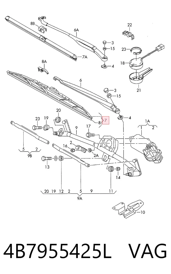 Escobilla del limpiaparabrisas del lado del conductor 4B7955425L VAG