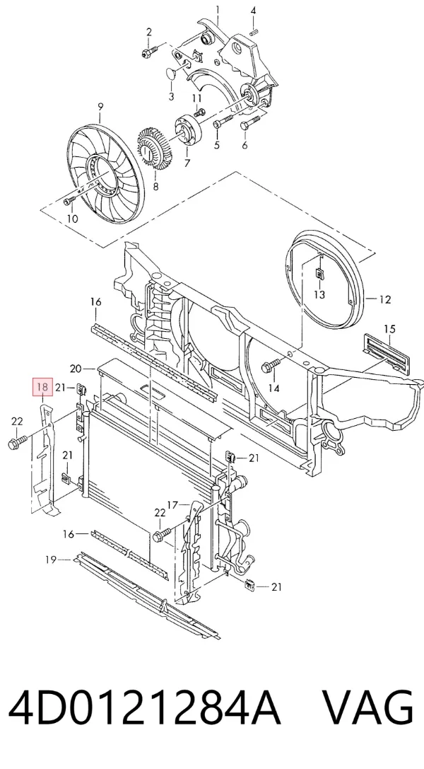 Deflector de aire del radiador derecho 4D0121284A VAG