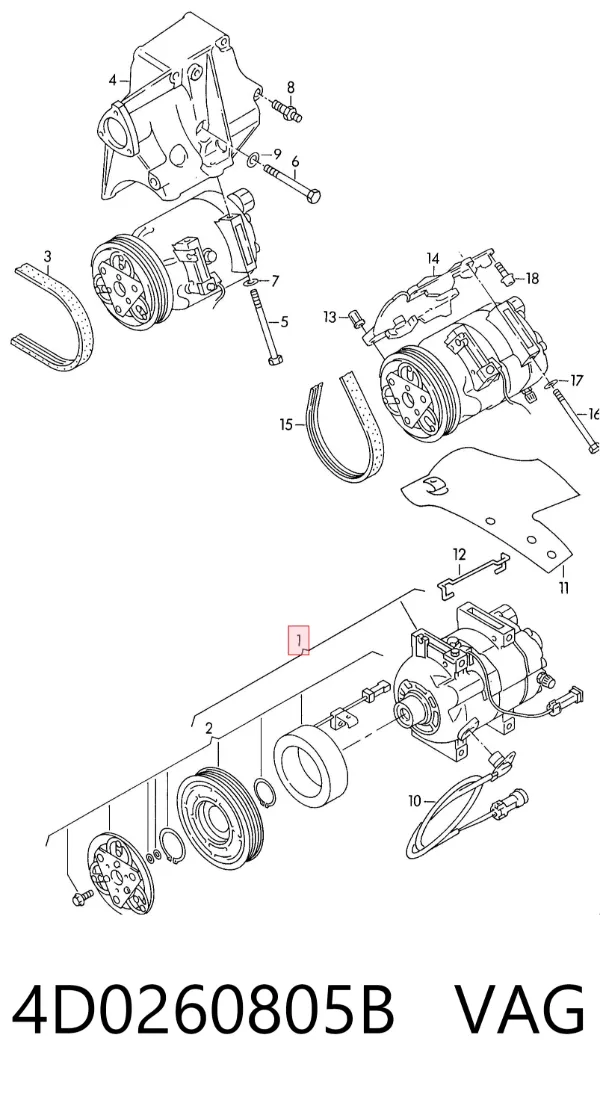 Compresor de aire acondicionado 4D0260805B VAG