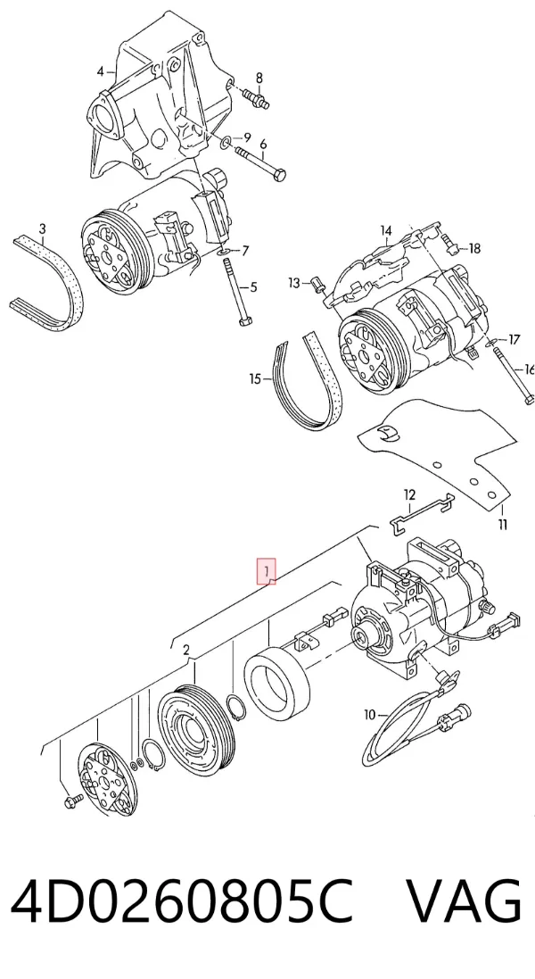 Compresor de aire acondicionado 4D0260805C VAG