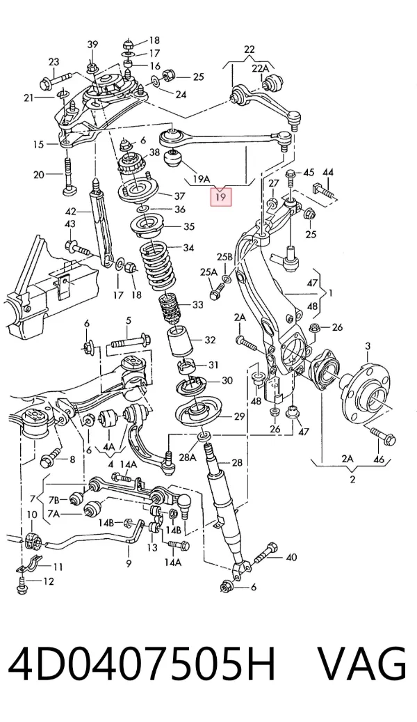 Brazo superior izquierdo/derecho de suspensión delantera 4D0407505H VAG