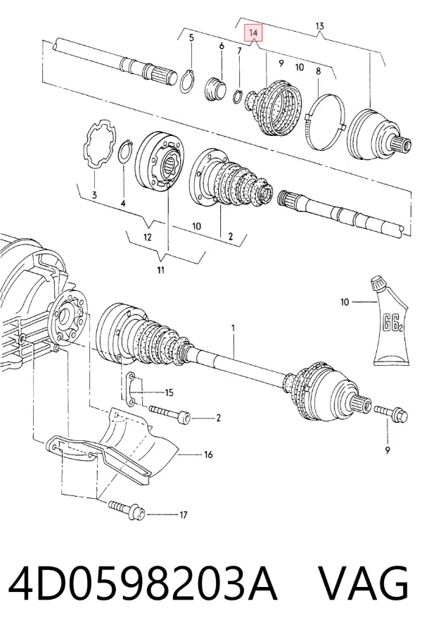 Fuelle exterior derecho de junta homocinética 4D0598203A VAG