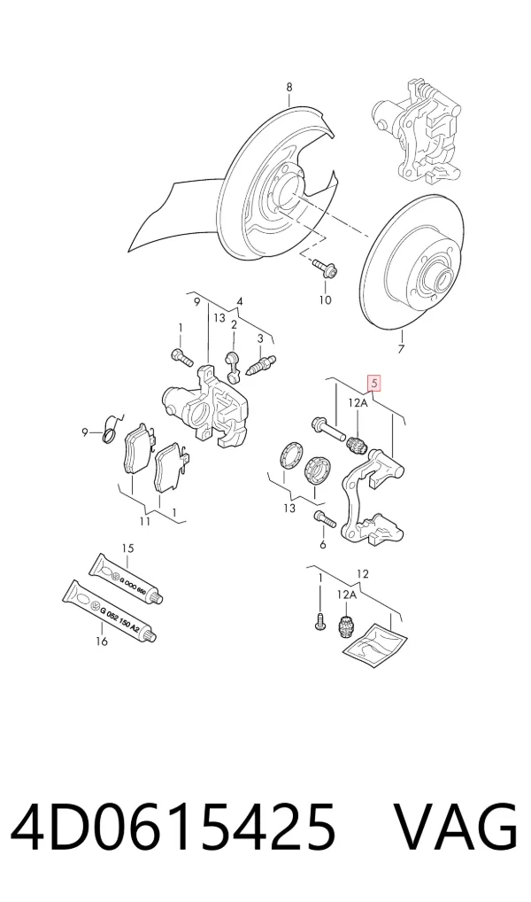 Soporte de la pinza de freno trasera 4D0615425 VAG