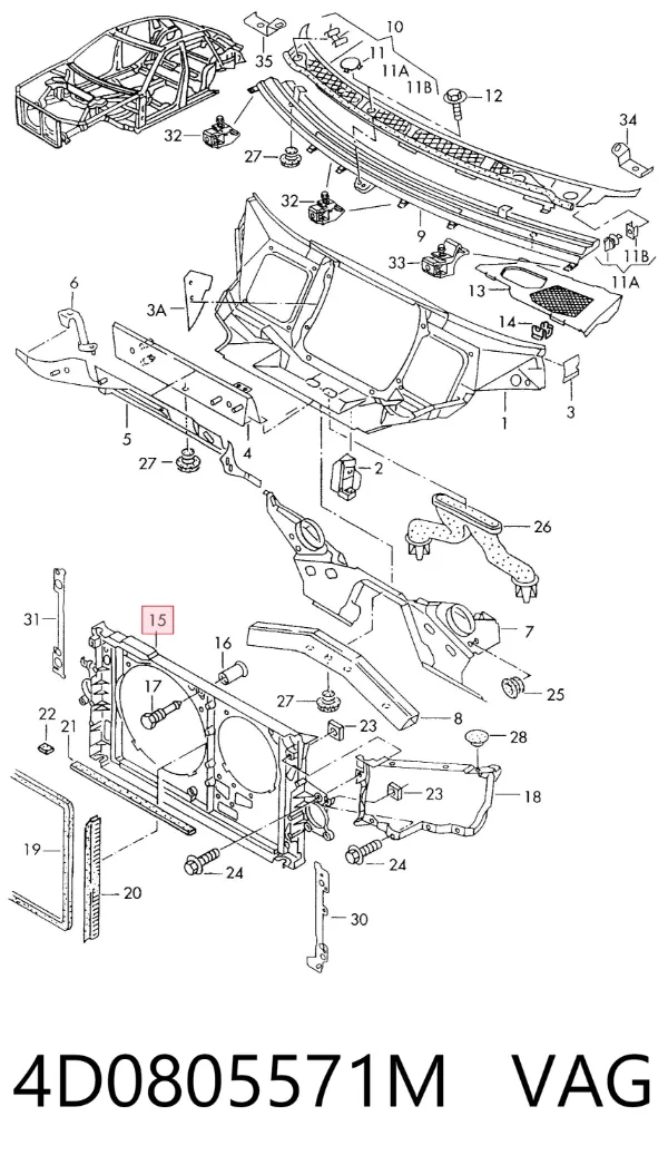 Soporte de radiador Audi A8 D2