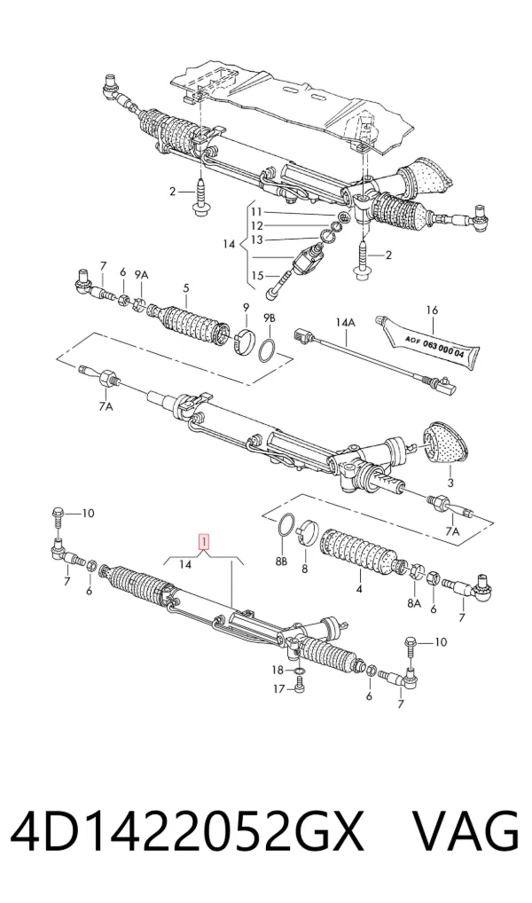 Cremallera de dirección 4D1422052GX VAG