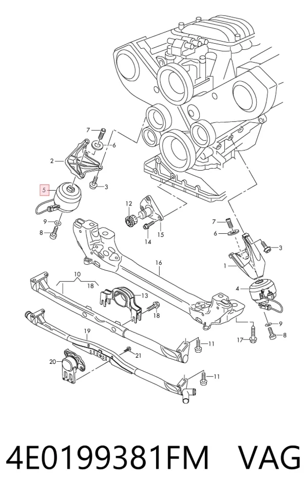Soporte de motor derecho 4E0199381FM VAG