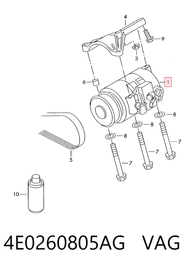 Compresor de aire acondicionado 4E0260805AG VAG