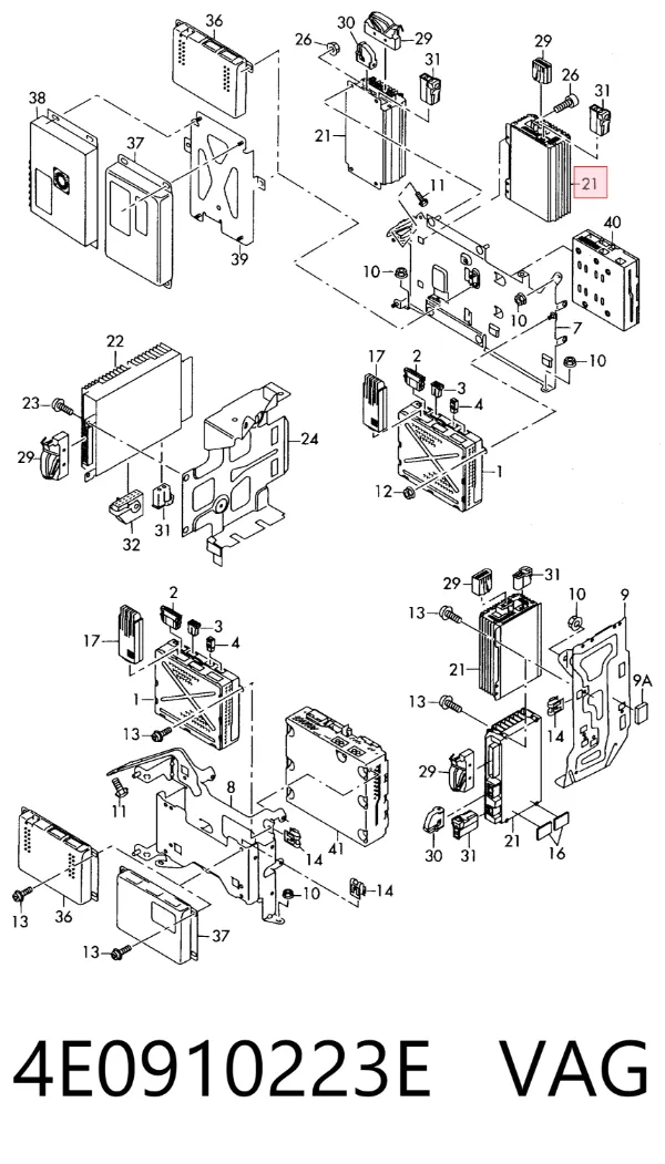 Amplificador de sonido del sistema de audio 4E0910223E VAG