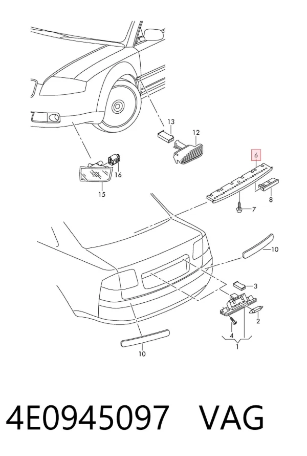 Tercera luz de freno Audi A8 D3