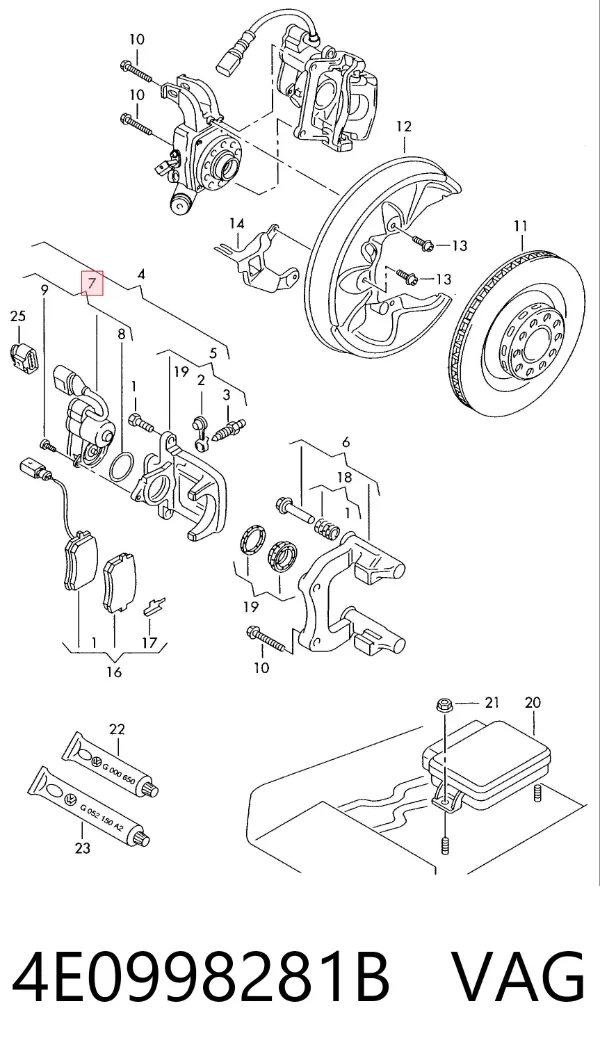 Motor del actuador de la pinza de freno trasera 4E0998281B VAG