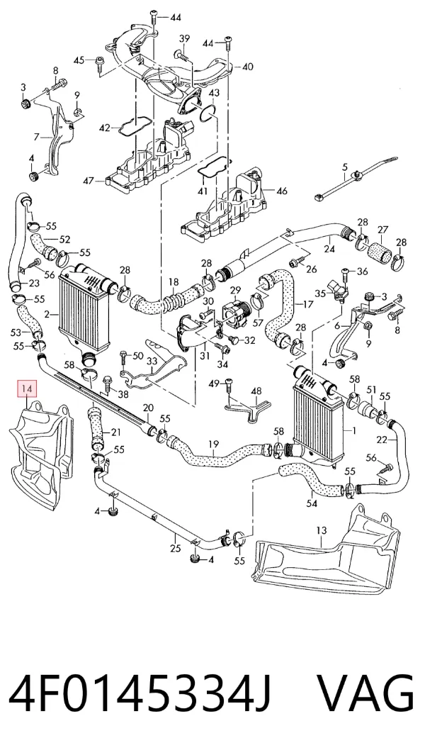 Difusor de intercooler 4F0145334J VAG