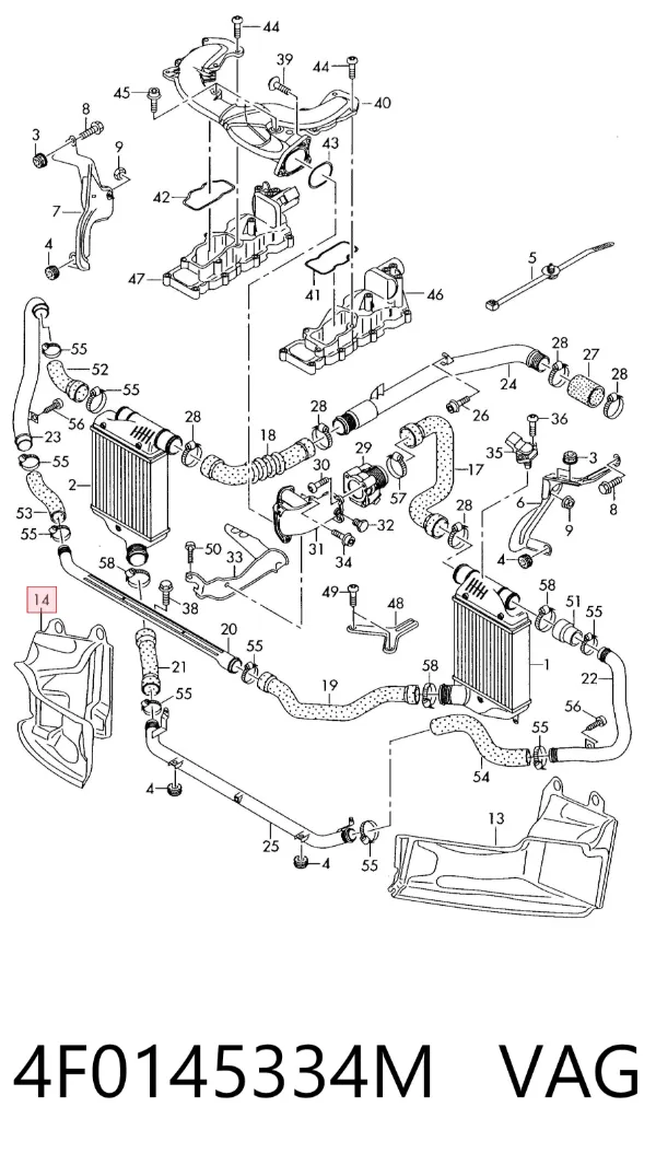 Difusor de intercooler 4F0145334M VAG