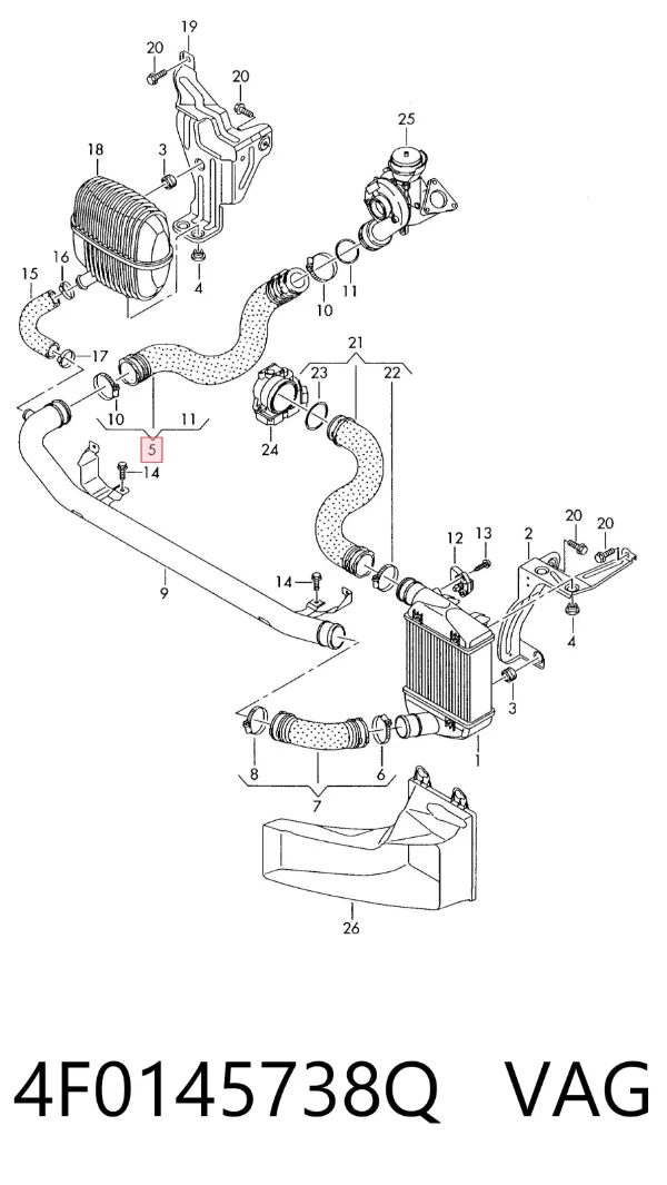 Tubo intercooler 4F0145738Q VAG