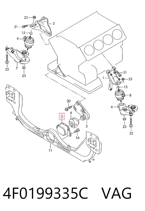 Soporte de motor delantero 4F0199335C VAG