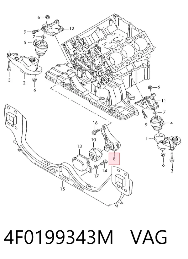 Soporte del soporte delantero del motor 4F0199343M VAG