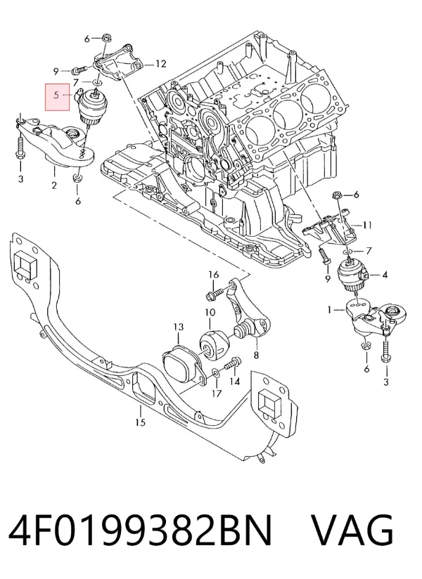 Soporte de motor derecho 4F0199382BN VAG