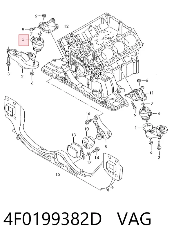 Soporte de motor derecho 4F0199382D VAG