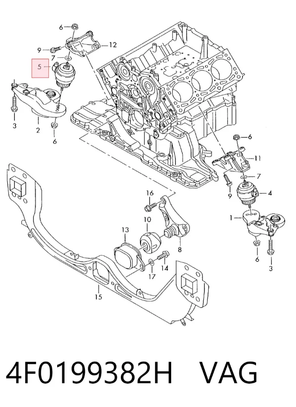 Soporte de motor derecho 4F0199382H VAG