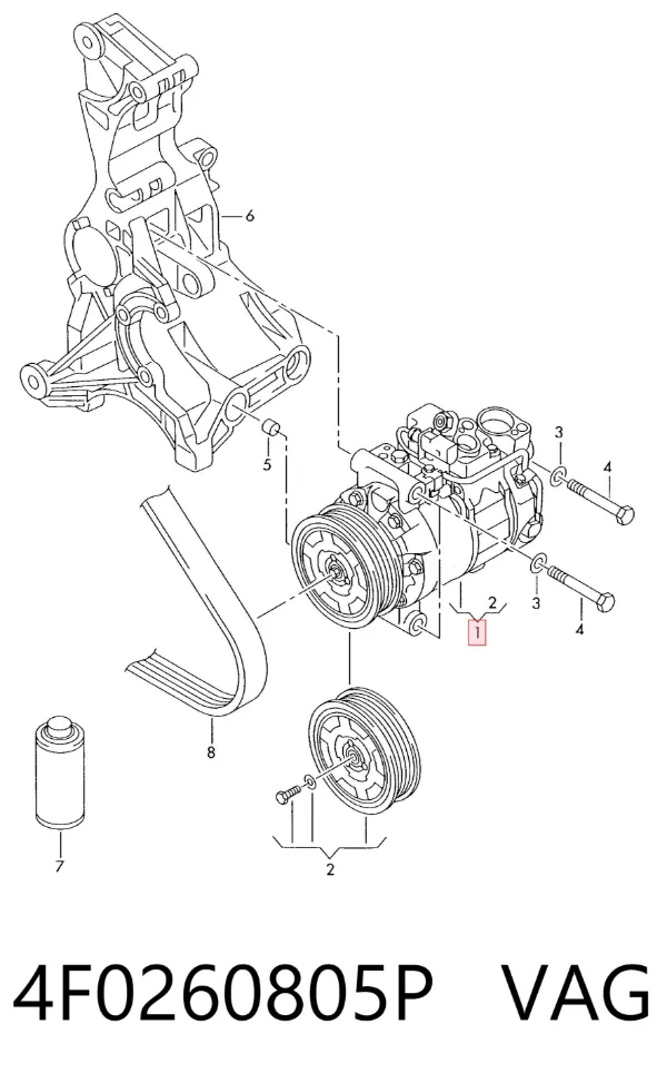 Compresor de aire acondicionado 4F0260805P VAG